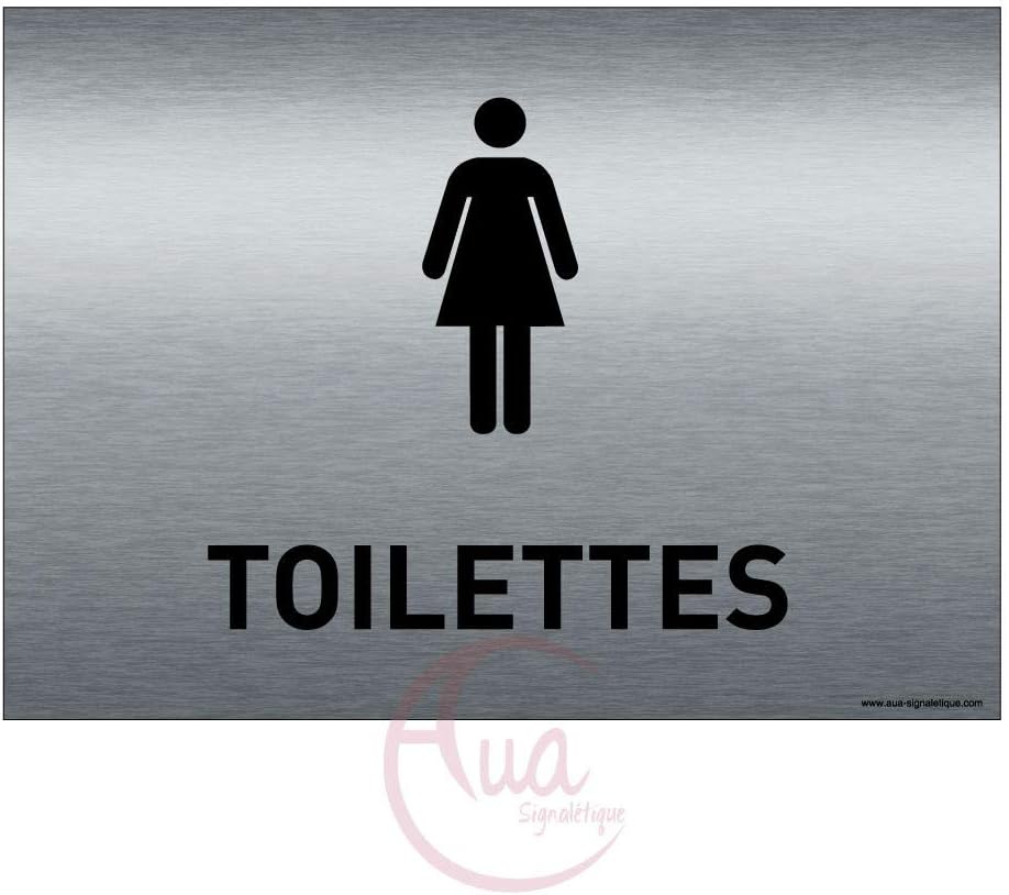 AUA SIGNALETIQUE - Plaque de porte Aluminium brossé imprimé AluSign 85 mm - épaisseur. 3 mm - Double Face adhésif au dos (Entrer Sans frapper
