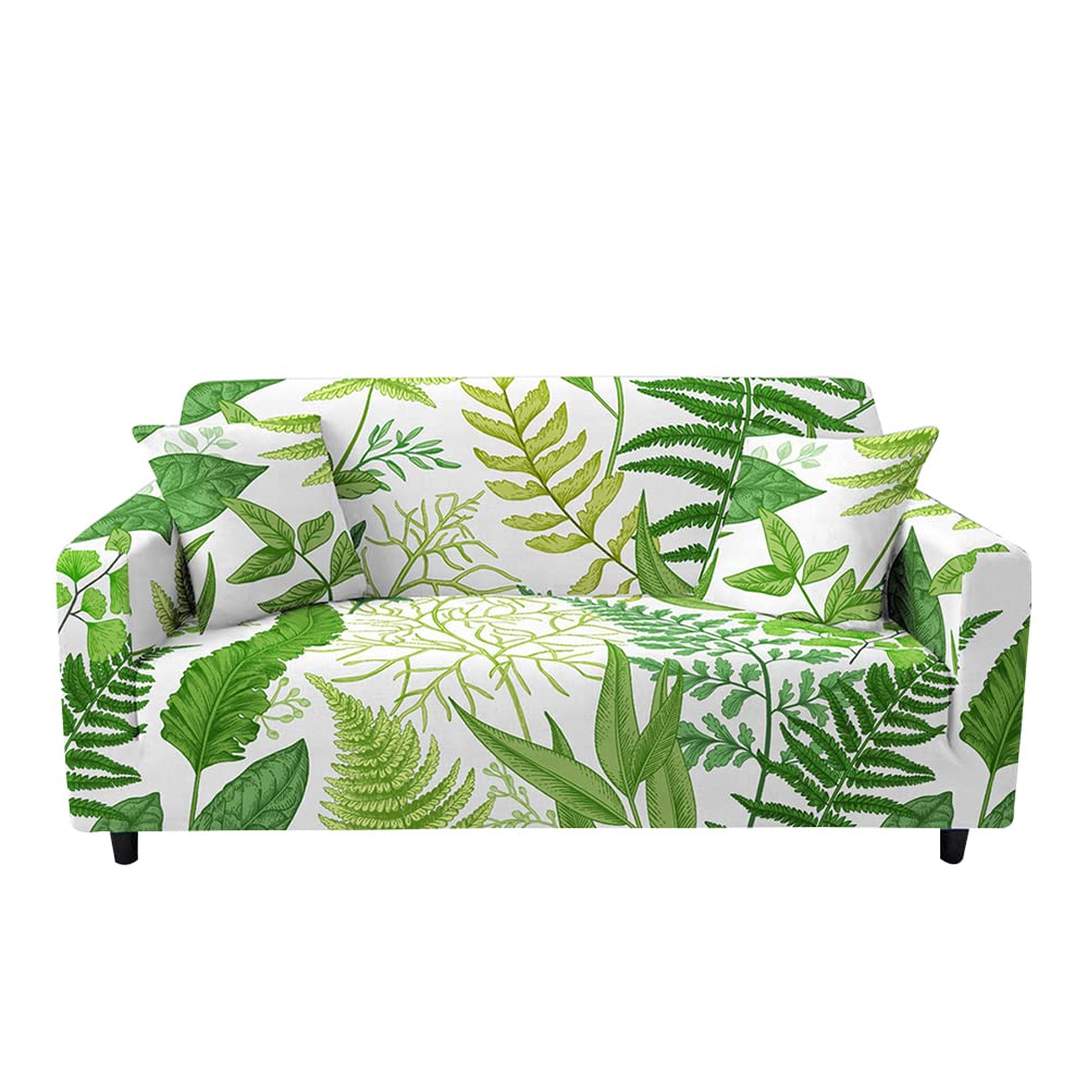 Highdi Nordic Leaves Leaves Print Sofa Cover 1/2/3/4 Seater, Sofa Slipcover Stretch Washable Furniture Protector Non Slip Sofa Covers For Loveseat Couch Sofa (2 Seater,)