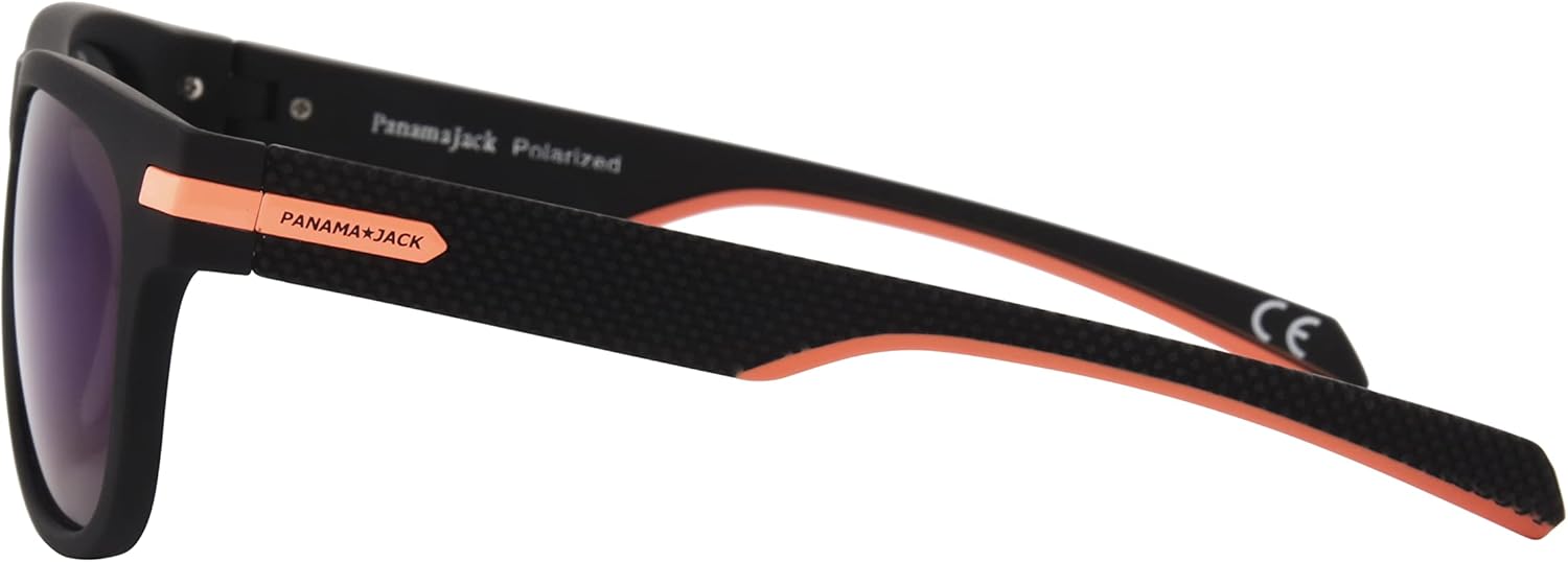 Panama Jack Men's Polarized Blue-Purple Mirror Square Sunglasses, Black, 54 - Image 5