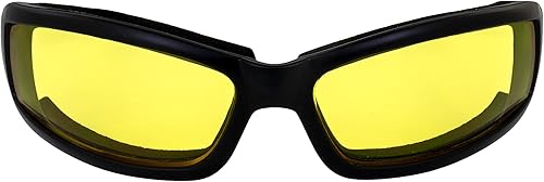 Miniatura 8 de Global Vision StrayCat - Gafas de sol para motocicleta antiniebla, paquete de 3 lentes amarillas transparentes ahumadas para día y noche, espuma