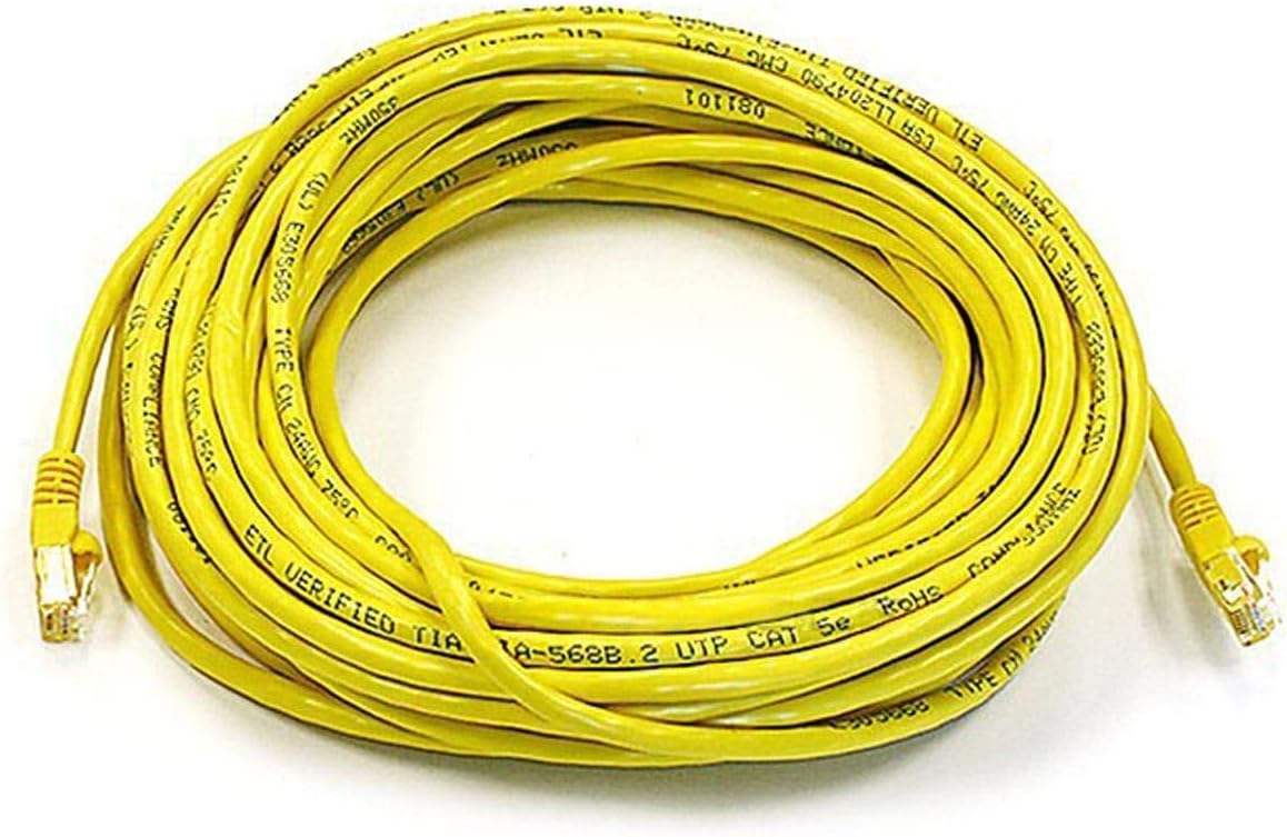 Monoprice Cat5e Ethernet Patch Cable - 75 Feet - Yellow | Network Internet Cord - RJ45, Stranded, 350Mhz, UTP, Pure Bare Copper Wire, 24AWG