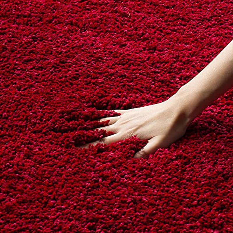 Image of Carpet for Living Room 5X7 FEET Modern Soft Shaggy Carpet Thick, Fluffy & 2 inch Pile Shag Rug for Your Kids Room, Bedroom & Livingroom (RED)