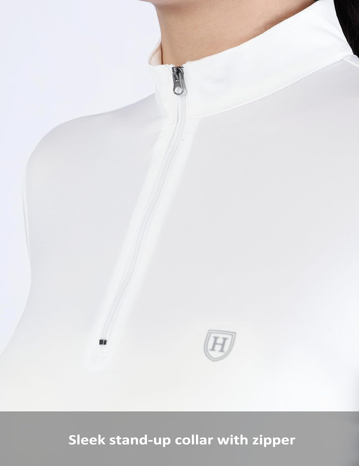 Harrison Howard Women's Equestrian Sweat Absorption Quick Drying Horse Riding Long Sleeve Shirt 1/4 Zip Base Layer - Image 3