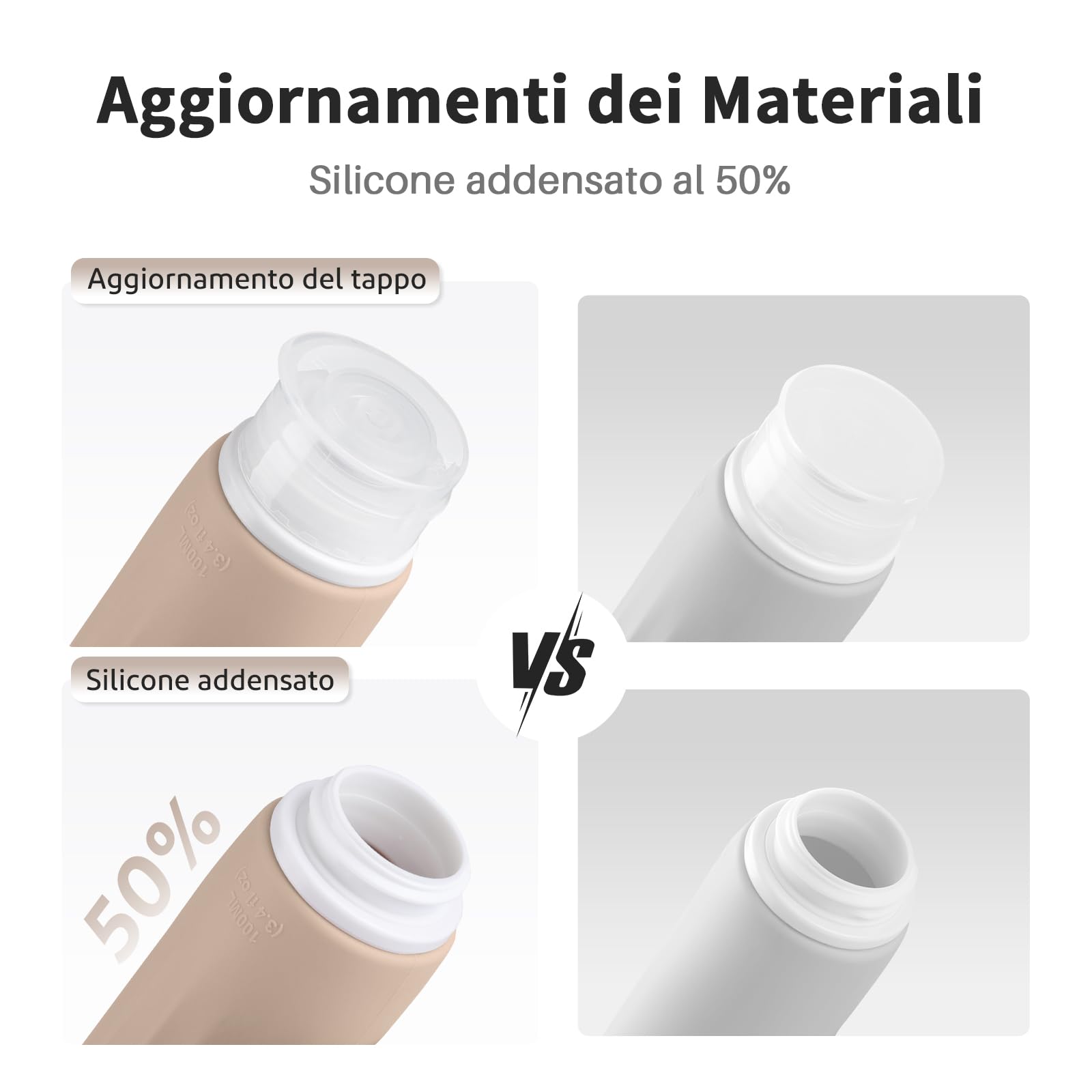 Kit 4 Flaconi Da Viaggio 100ml Per Liquidi - Contenitori A Prova Di Perdite, Approvati TSA, Senza BPA - Foto 3