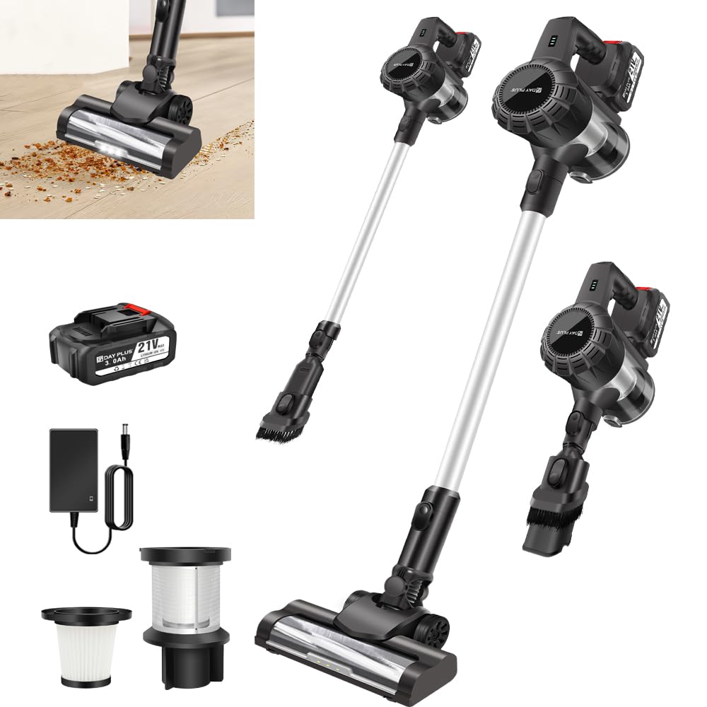 550W 45KPA Cordless Stick Vacuum Cleaner 60Mins Cordless Vacuum Cleaner with 3000 mAh Battery, LED Display, Self-Standing Vacuum, Lightweight Vacuums Handheld Vacuum for Hardwood Floor Carpet Pet Hair