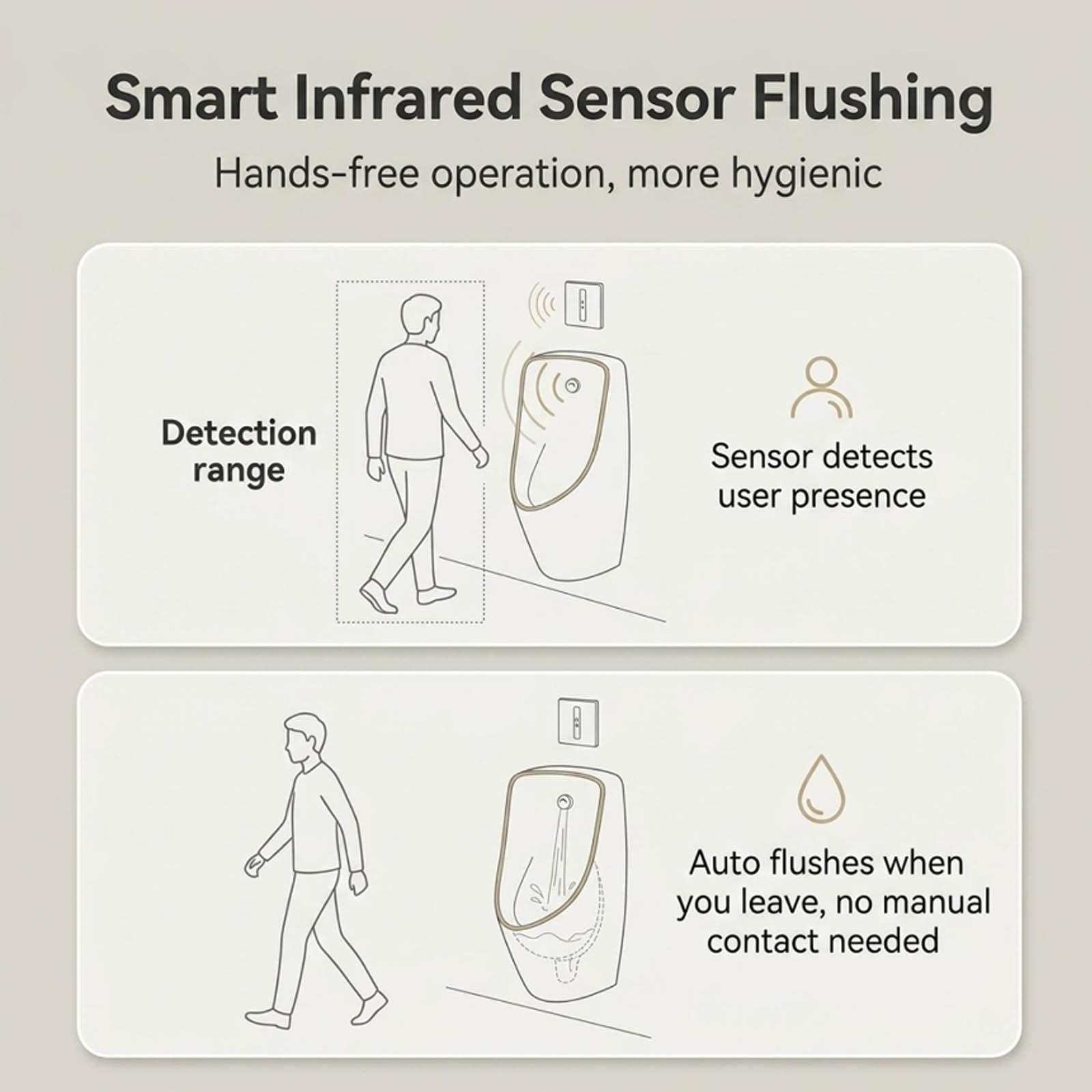 Ultradünnes, wandhängendes Urinal für Männer, Urinal mit Sensorautomatik | Ausgestattet mit einer sensorgesteuerten Spülung; für öffentliche Toiletten, Hotels, Einkaufszentren(A)
