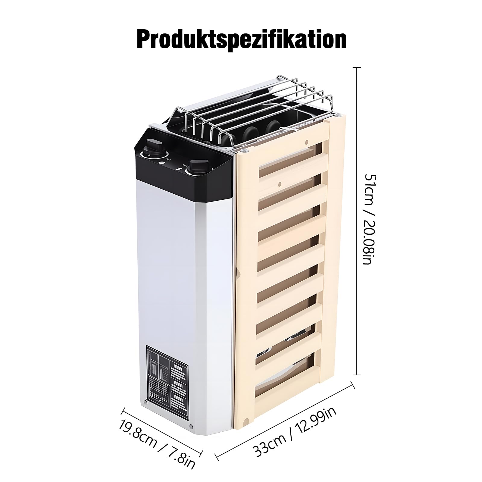 Poêle de sauna électrique 3,6 kW 220 V - Régulation de la température interne - Bois composite en acier inoxydable - Haut rendement - Chauffage à vapeur pour la maison, l'hôtel, le bureau, le spa