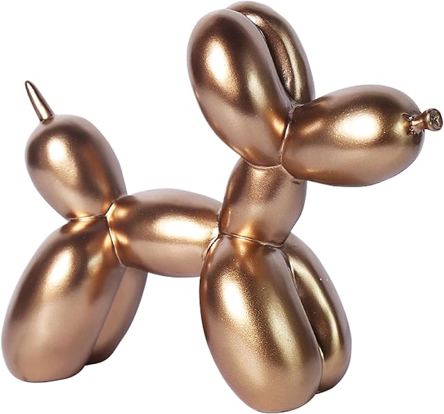 Balloon Dog Sculpture, Modern Resin Dog Ornament, Creative Mini Balloon Dog Gold Statues Decor for Home Bedroom Office Desktop Cake Decoration
