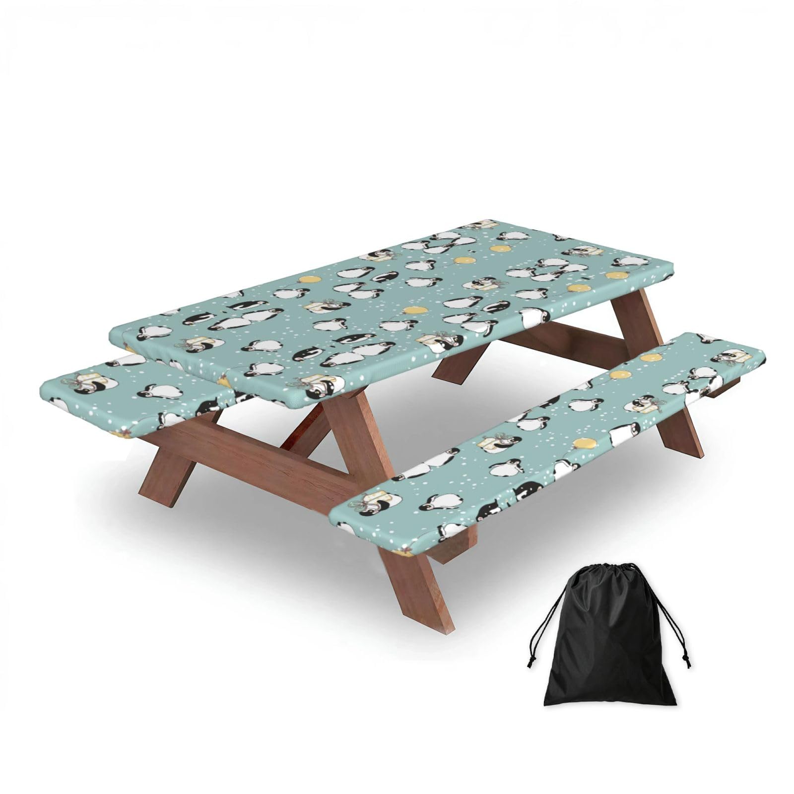 Housse de table de pique-nique pingouin et ballon avec bord élastique ajustable