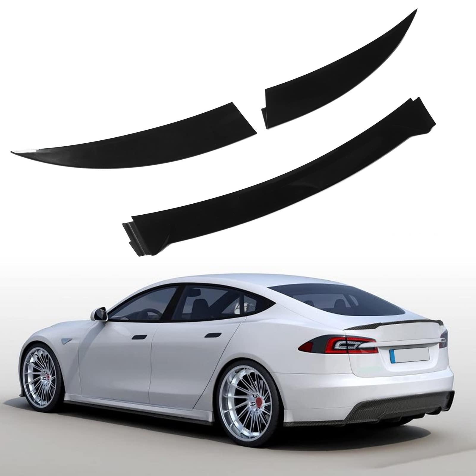 Akozon Spoiler per Baule Posteriore Universale per Auto 3 Pezzi,Alettone Nero Brillante 120 Cm A Basso Rumore Leggero Antiurto per Veicolo Tipo A (con Punti convessi) Coda Tipo B senza punti convessi
