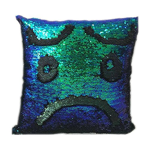 Freestyle Reversible Color Change Sequin Throw Pillow Cases Covers in Two-Tone, Mermaid Green and Black, 16x16, Creative Decorations on Sofas/ Armchairs/ Beds/ Floors/ Cars - Image 5
