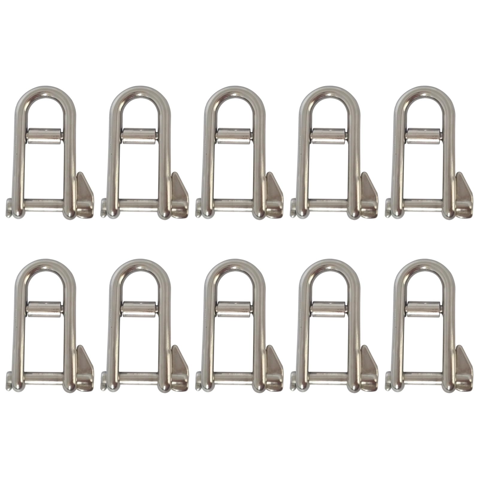 10 grilletes en D de acero inoxidable AISI316, grillete de horquilla de grado marino con pasador de llave cautiva, 0.3 pulgadas, antirrobo, 2.4 x 0.8 pulgadas / 6.1 x 2.2 cm, hardware de aparejo