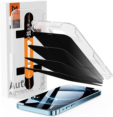 Miniatura 1 de Paquete de 4+2 Kit de alineación automática Protector de pantalla de privacidad compatible con iPhone 12 Pro Max de 6.7 pulgadas con protector de