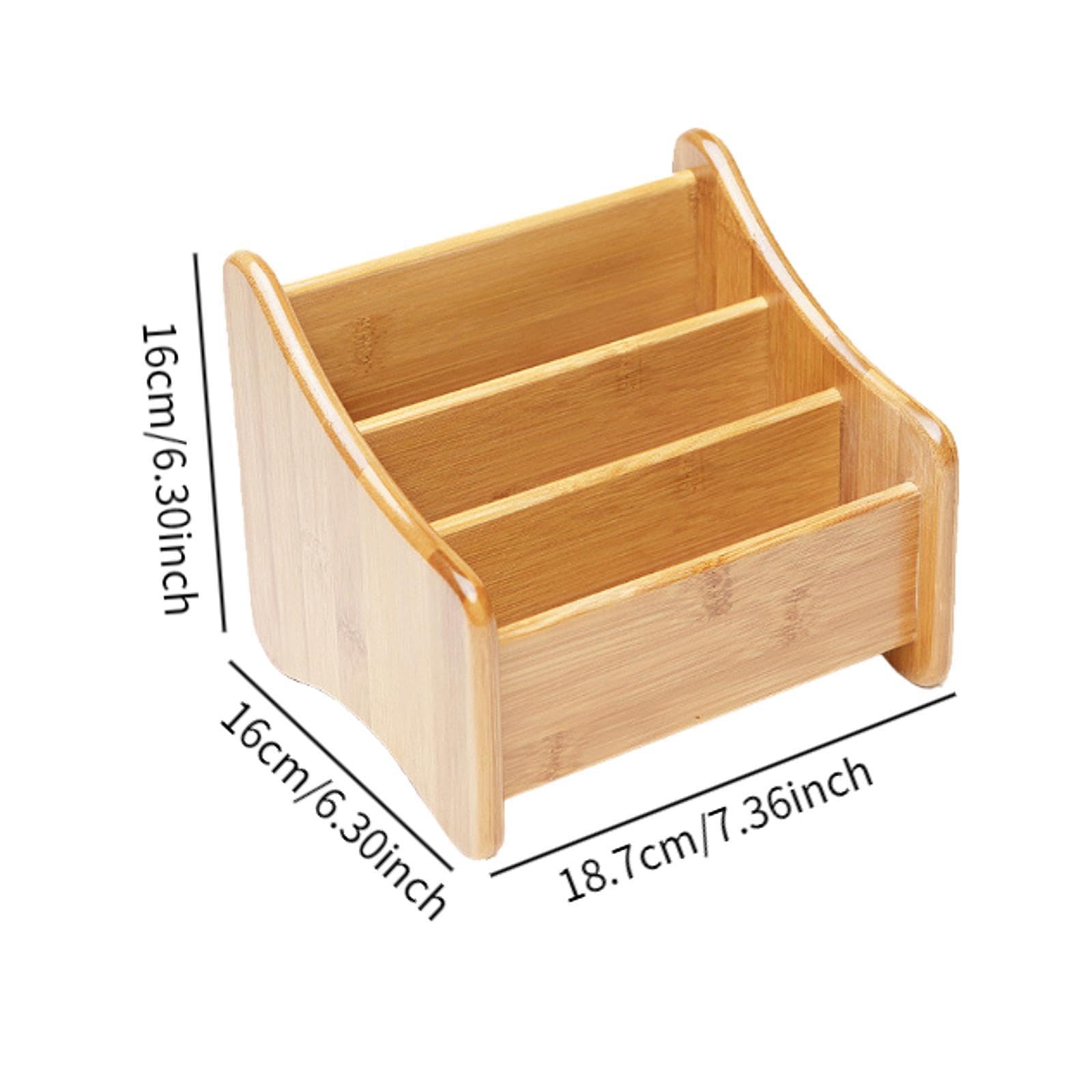 Cesta Organizadora para Mando a Distancia de TV, Decorativa, Portátil, de Bambú, para Salón O Dormitorio, 3 Compartimentos, Individual