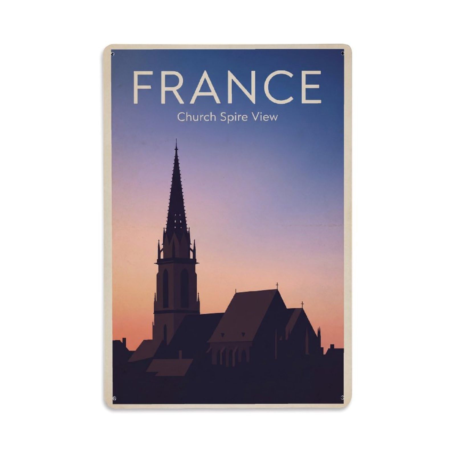 Gead 8X12inch Style Vintage Travel France Spire Metal Tin Sign