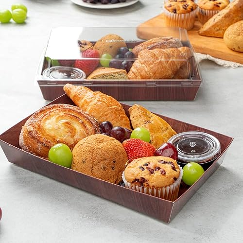 Miniatura 10 de Restaurantware Matsuri Vision Bandeja rectangular de papel de grano de madera grande para sushi, 9 x 6 x 1 12 pulgadas, caja de 100 unidades