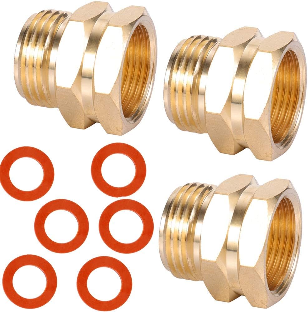 Brass Pipe to Hose Fitting,3/4 NPT Female X 3/4 Hose Thread Male,Garden Hose Fitting to Pipe Fittings Connector Adapter 3pcs with Extra Rubber Washer 6pcs (3/4NPT female to 3/4 GHT male)