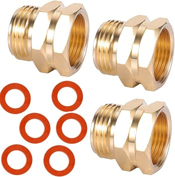Brass Pipe to Hose Fitting,3/4 NPT Female X 3/4 Hose Thread Male,Garden Hose Fitting to Pipe Fittings Connector Adapter 3pcs with Extra Rubber Washer 6pcs 3/4NPT female to 3/4 GHT male