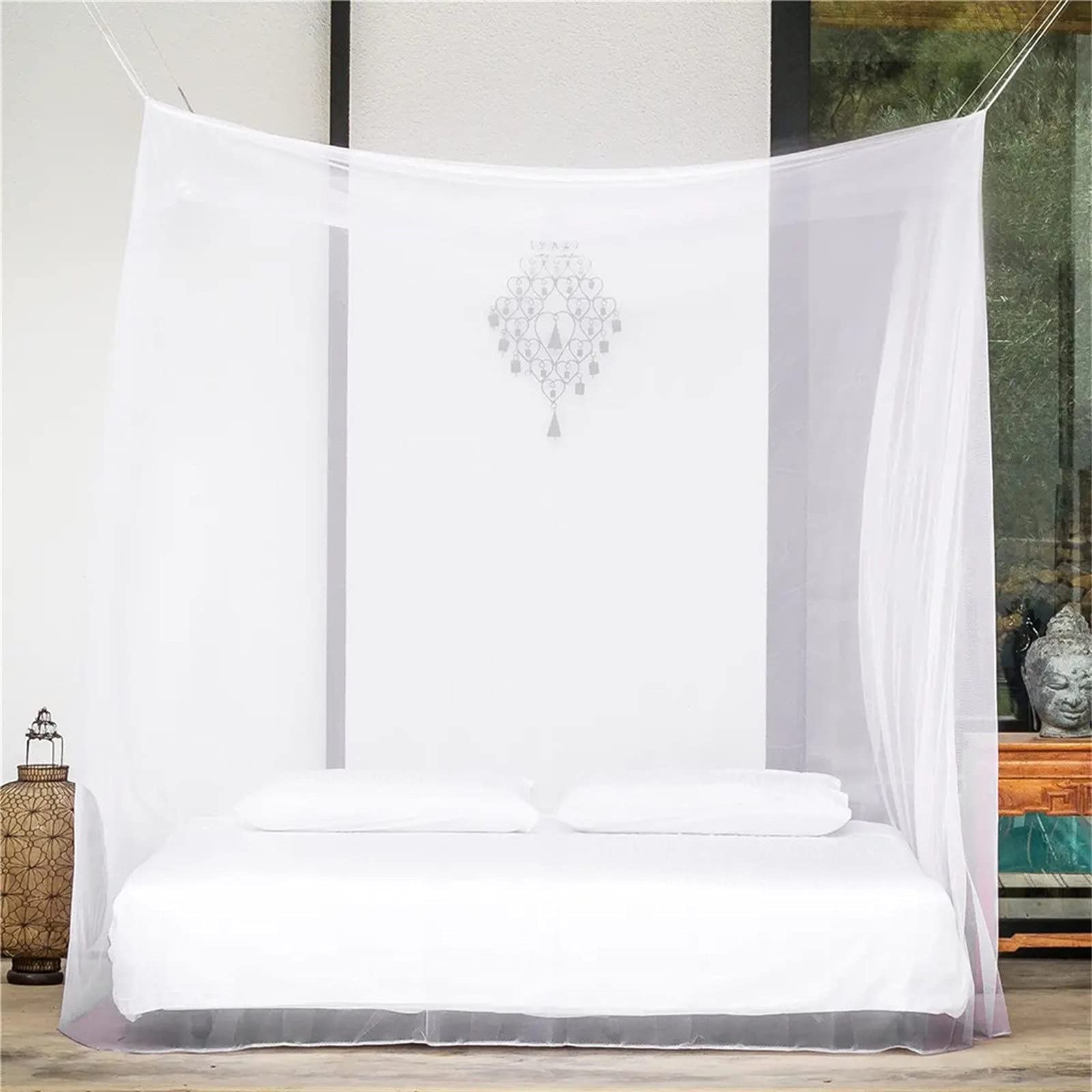 Portable Folding Mosquito Net, 2M Large Travel Outdoor Camping Netting Bed Canopy Curtain, Easy to Install (White)