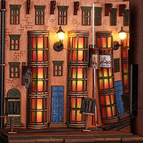 3D-Holzpuzzle, Puppenhaus-Holz-Buchstütze, Bücherregal, Einsatz, Miniatur-Buchstützen, Diorama-Set (SC05) – Bild 5