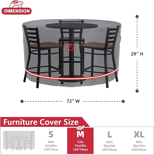 Miniatura 2 de Juego de muebles de patio, funda redonda resistente para mesa de comedor y sillas de exterior, funda antidecoloración para muebles de exterior, no