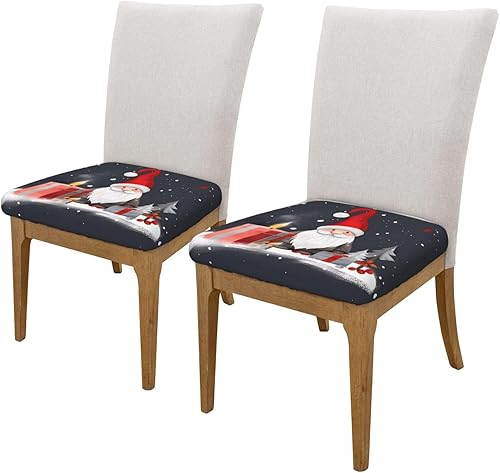Miniatura 7 de Caja de regalo de gnomo de Navidad, fundas de asiento cuadradas de 16.9 pulgadas, dos piezas, funda de cojín elástica ajustable de repuesto