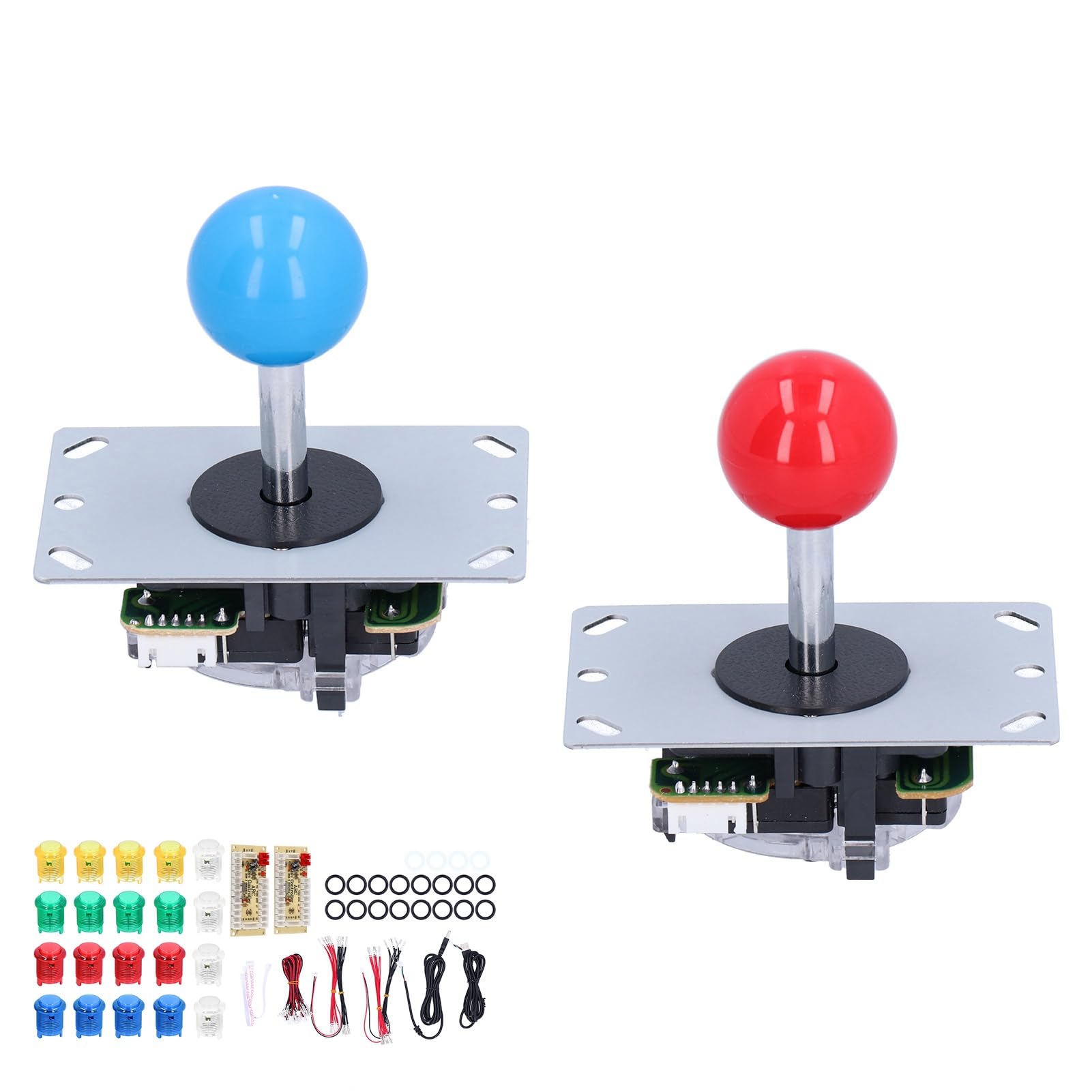 aqxreight Kit de DIY Codificador USB Retardo 5 Pines Joystick de 8 Vías Botones LED para Juegos PC Consola Multijugador 1M Clics