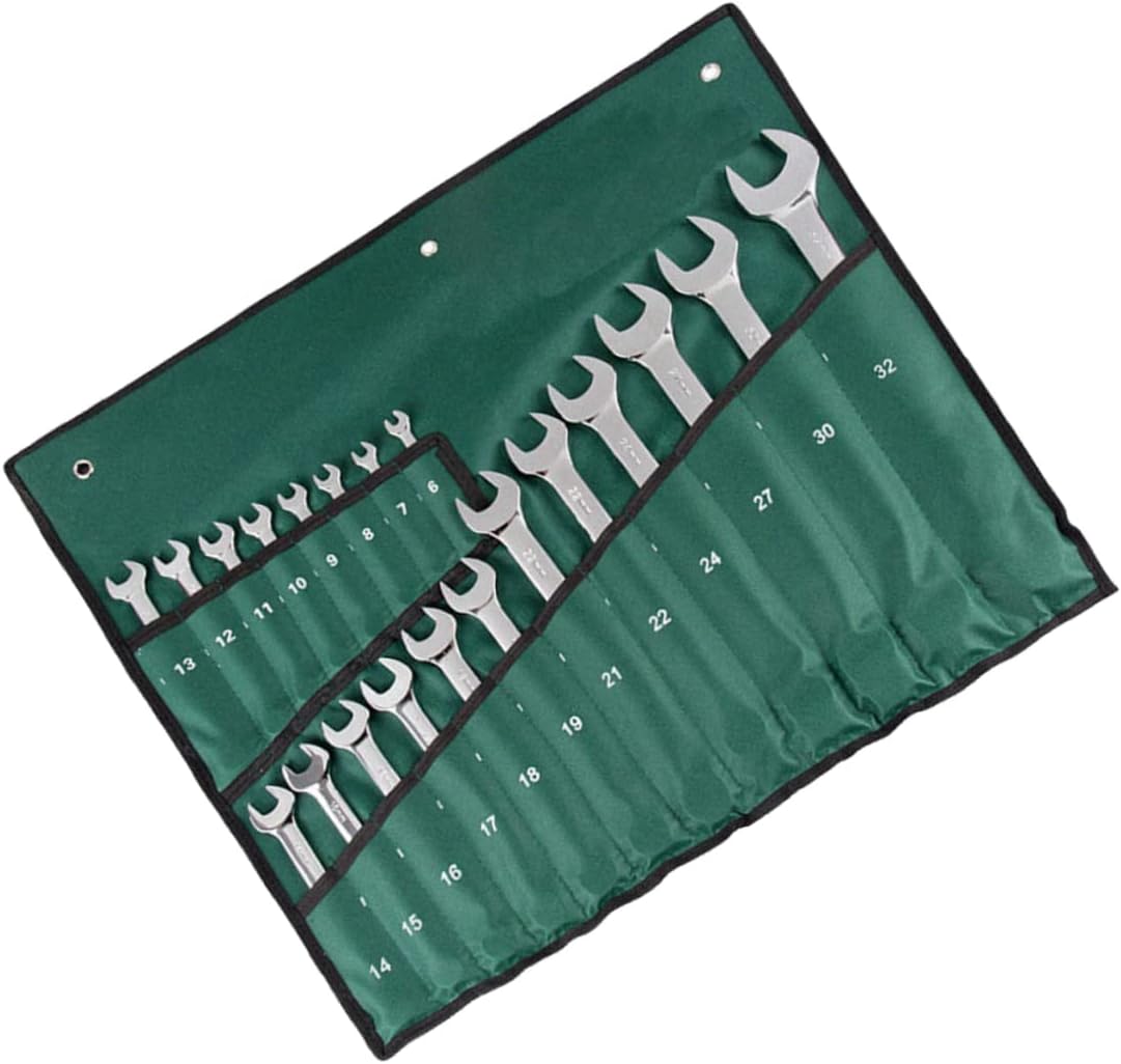 Uonlytech 20個 点 両用レンチ 両頭スパナ バナジウム鋼製 スパナ 耐久性高く便利なメン ンス工具収納袋付き