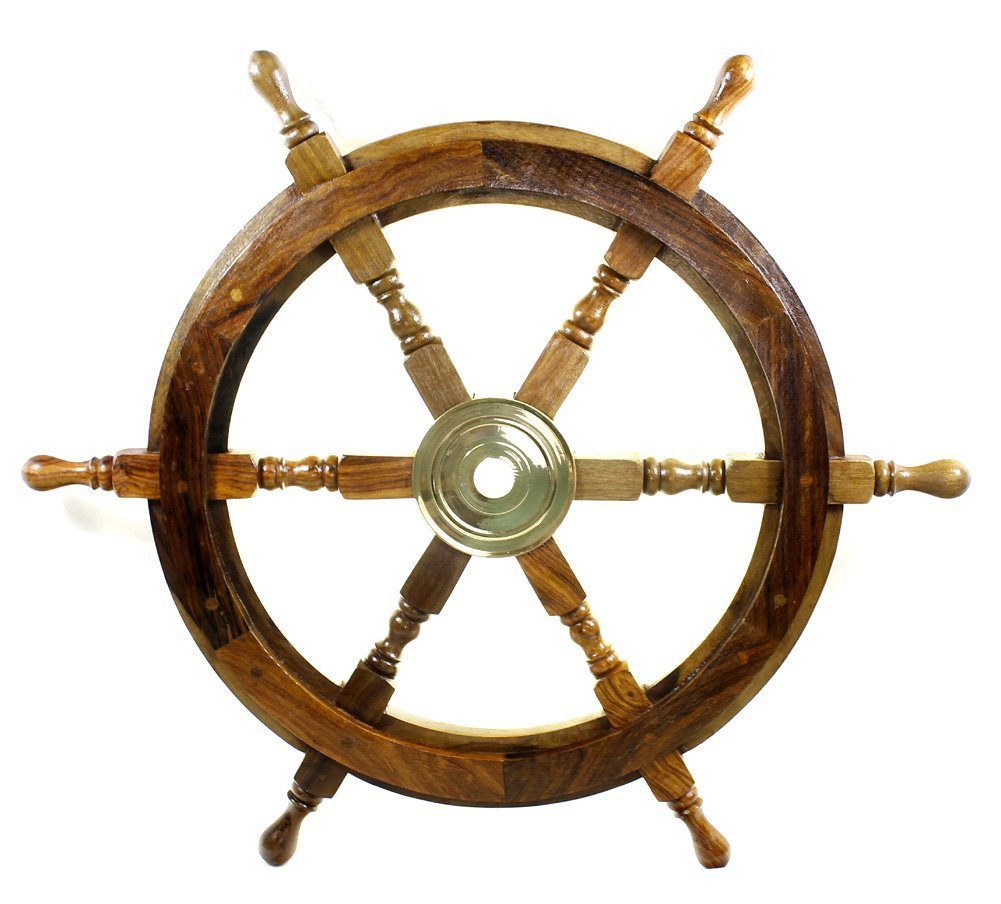 Dpnamron18" Ship Wheel Wooden: Pirate Boat Nautical Fishing