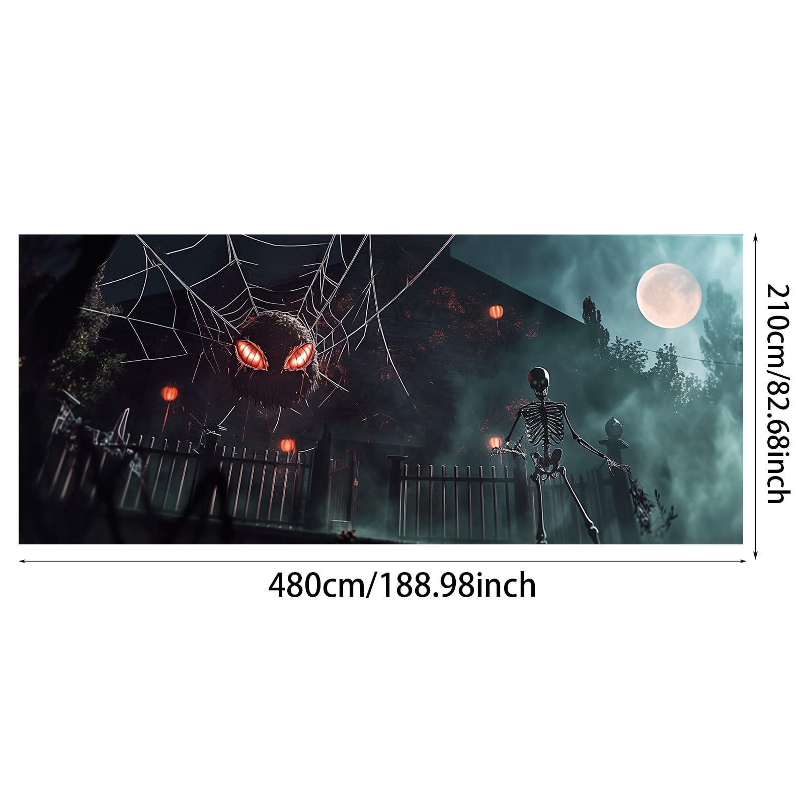 Cartel de buena suerte para Halloween, para puerta de garaje, grande, para exteriores, para porche delantero, fiesta, festival, diseño de murciélago de calabaza aterrador