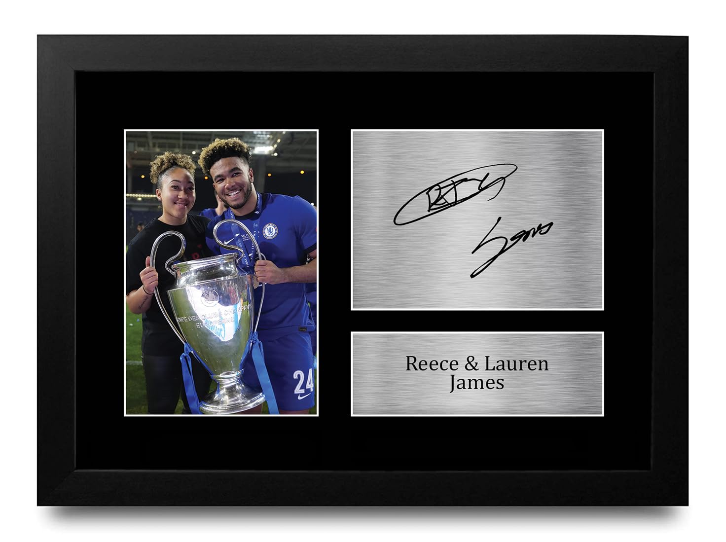HWC Trading FR A4 Lauren & Reece James Chelsea Gifts Printed Signed Autograph Picture for Football Fans and Supporters - A4 Framed