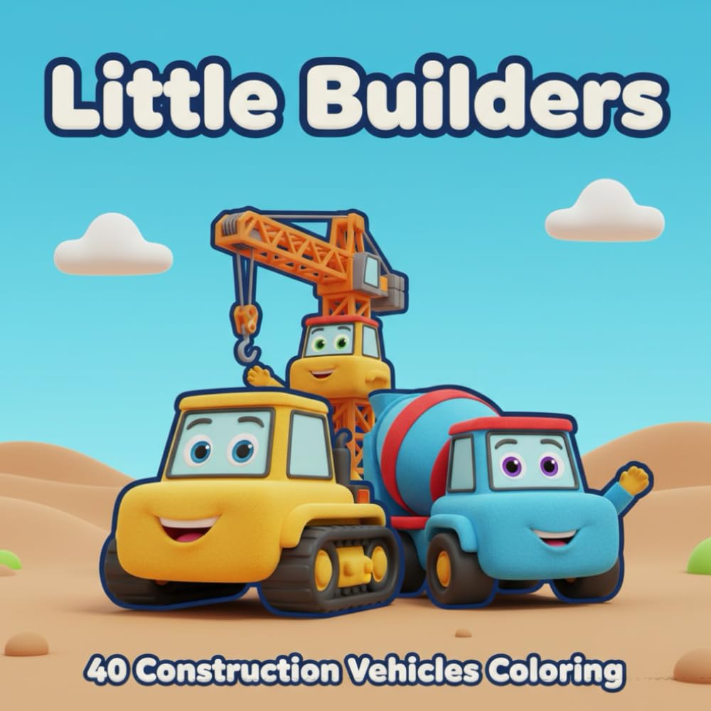 Little Builders: 40 Construction Vehicles Coloring