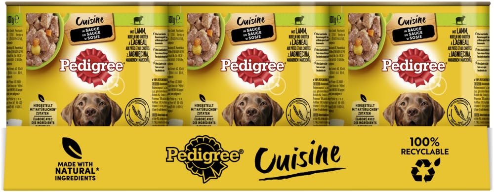 Pedigree Cuisine in Sauce - Pâtes d'agneau et carottes - 12 x 800 g - Nourriture humide pour chien