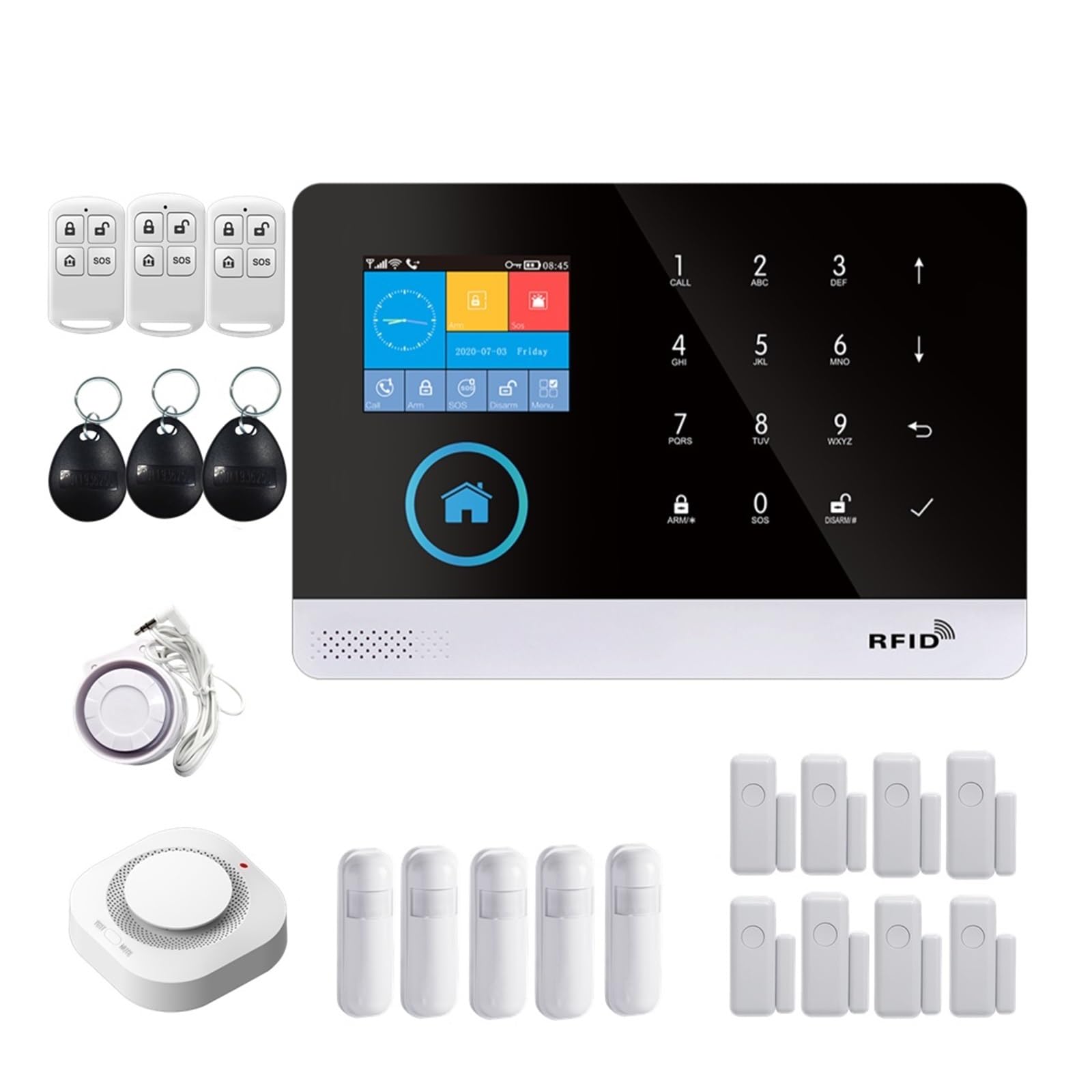 Sensor Inalámbrico De La Ventana De La Puerta De WiFi del Sistema De Alarma De Seguridad For El Hogar 4G con Alarma Smart Life Tuya App Tasa Cero de Falsos positivos (Color : Set-G)