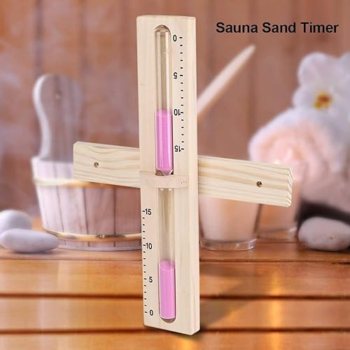 Miniatura 4 de Reloj de arena para sauna, temporizador de arena de madera de 15 minutos, temporizador de arena giratorio para montaje en pared, reloj de cristal de