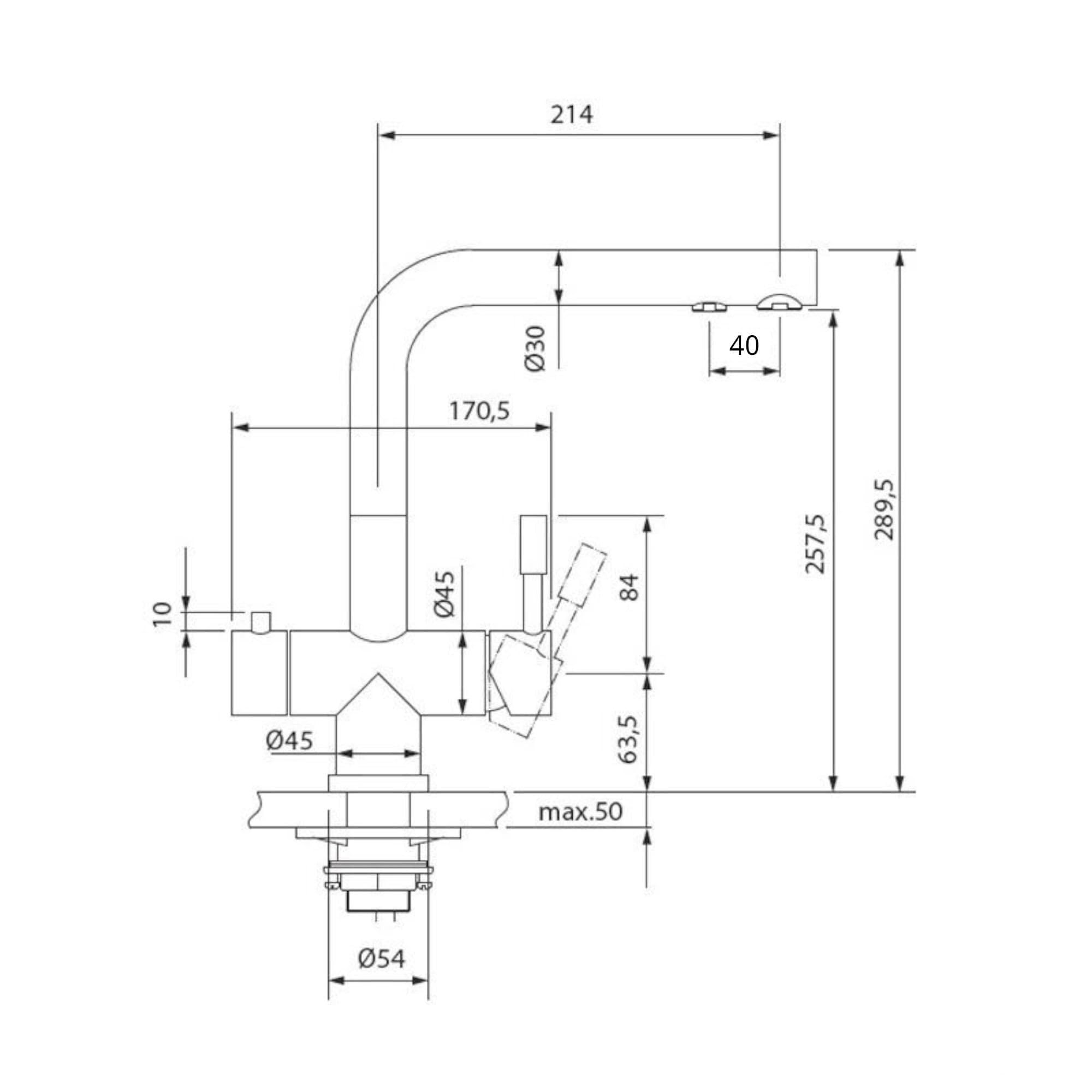 Designer 3-Wege-Wasserhahn FRANKE L-Auslauf, Edelstahl Massiv ohne BRITA Logo. Küchenarmatur, Spültischarmatur, Mischbatterie, Dreiwege Wasserhahn, Für Osmoseanlagen, Für Wasserfilter