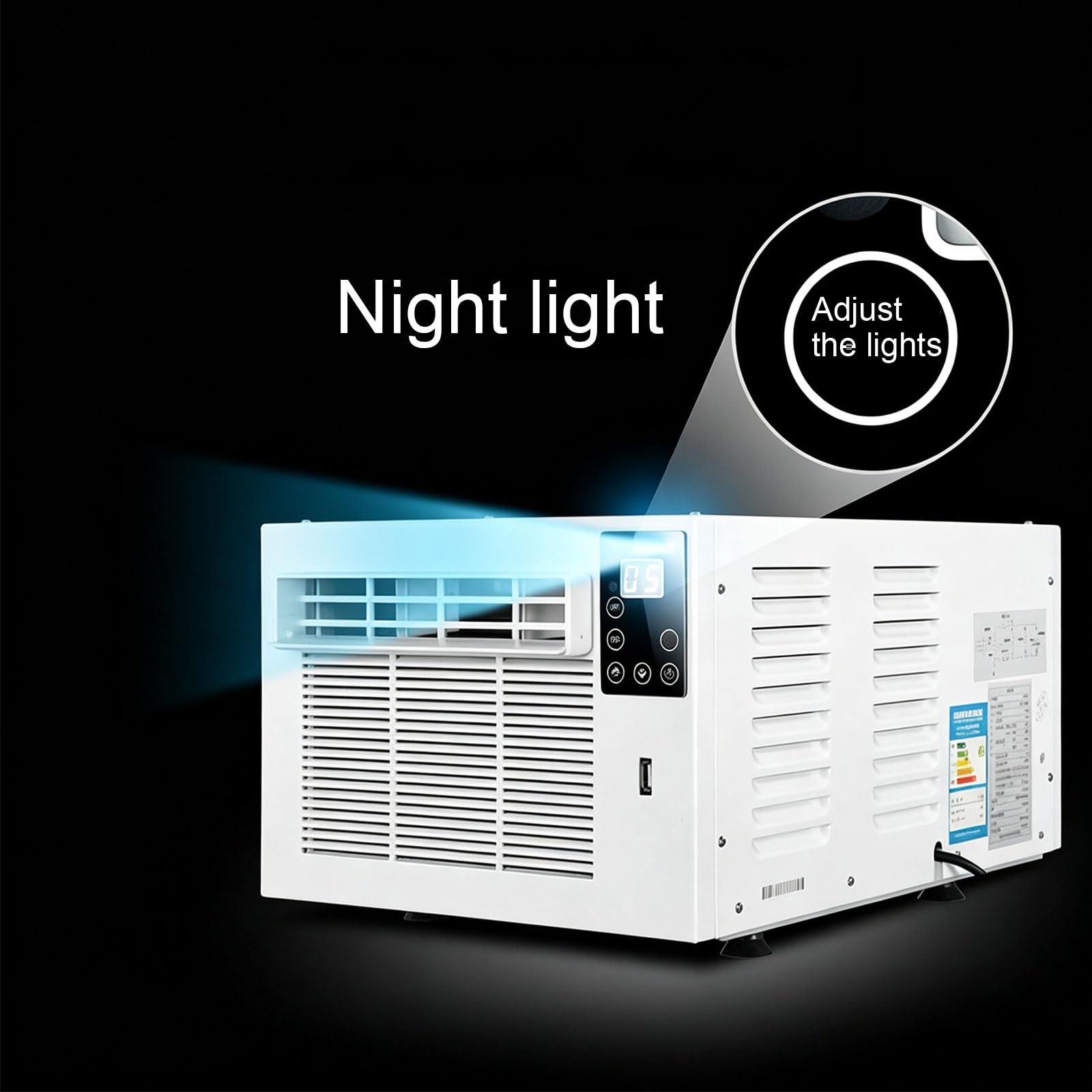 1100W/2500BTU Klimatyzator Przenośny do Biura 220V z Rurą Wylotową | Panel Dotykowy/Pilott Zdalnego Sterowania Port USB Osuszanie Powietrza Wyjmowany Filtr Camping