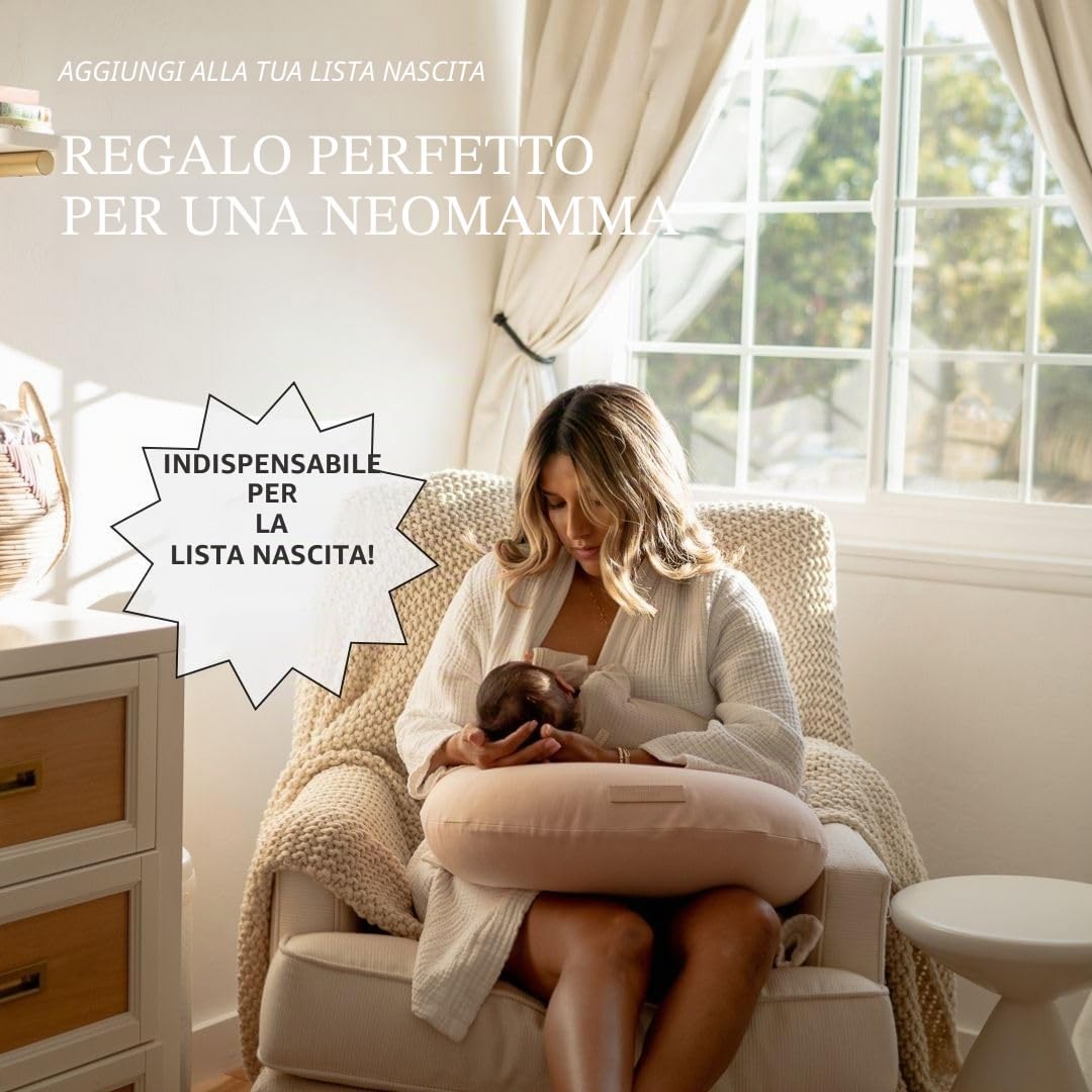 Cuscino per allattamento naturale, supporto posturale, cuscino a base di erbe con fodera rimovibile in cotone biologico (grano)