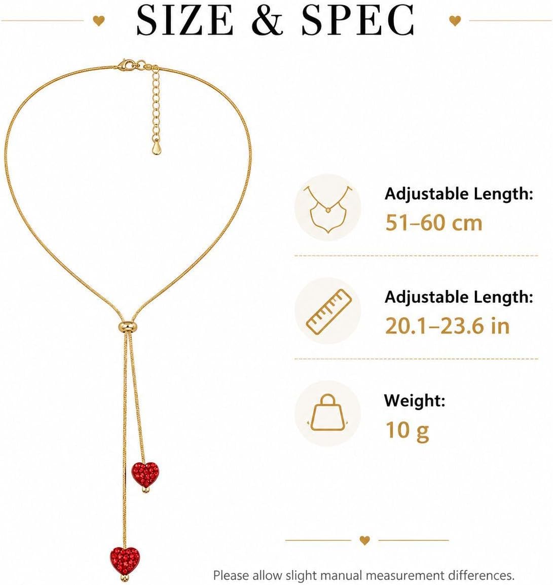 Red Heart Necklace for Women Crystal Pendant Lariat Long Y-Shaped Dainty Chunky Charm Trendy Statement Necklace Birthday Jewelry Accessories Gifts