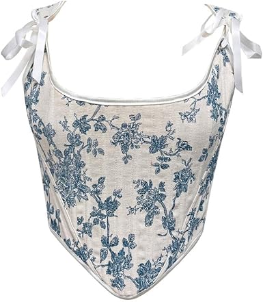 Dreay Womens Vintage Asymmetrical Hem Overbust Corset Tie Front Lace-up Back Bustier Shapewear Top 1 Dreay Womens Vintage Asymmetrical Hem Overbust Corset Tie Front Lace-up Back Bustier Shapewear Top