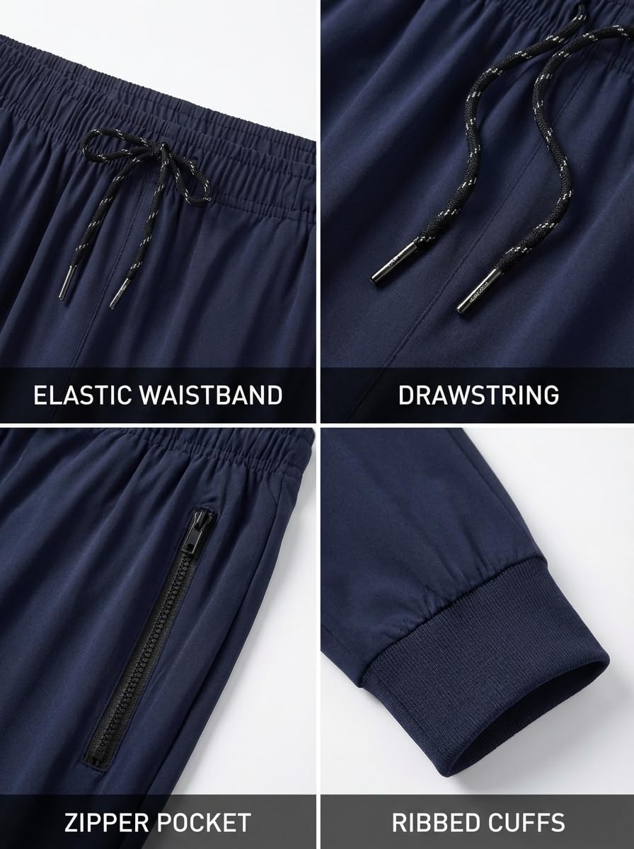 Pantalones deportivos para hombre con bolsillos con cremallera, ligeros para gimnasio, correr y uso diario — view 4