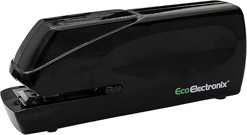 EcoElectronix Engrapadora eléctrica automática portátil, capacidad de 30 hojas, funcionamiento silencioso, sin atascos y fácil de recargar, Negro