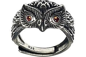 Vintage 925 Sterling Silver Owl Gothic Adjustable Ring for Women and Men
