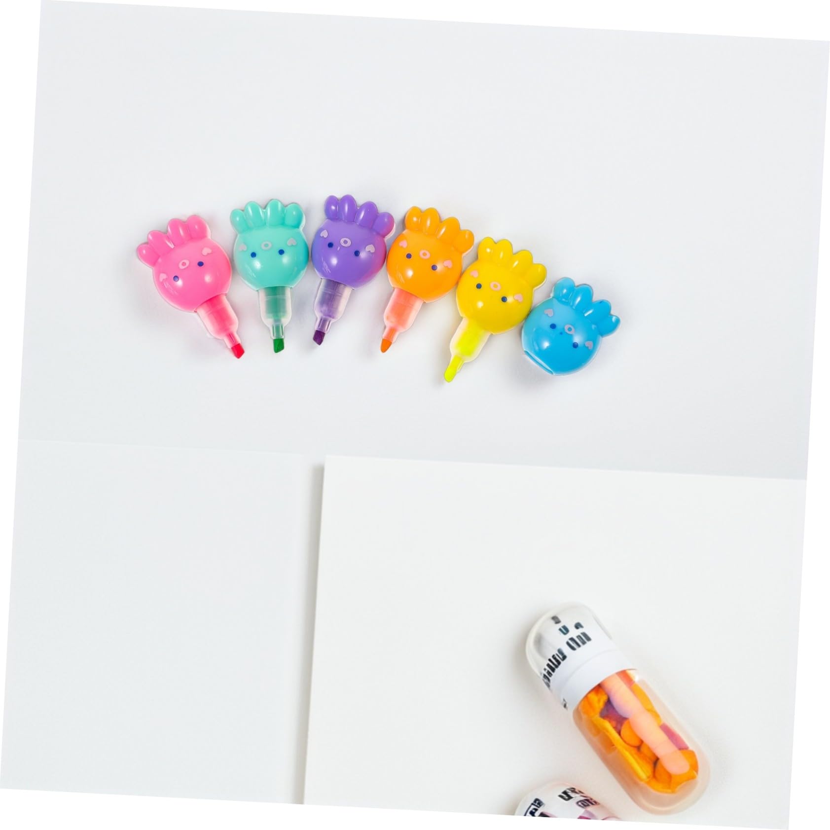 2 Set Penne Evidenziatori Mini Polpo Impilabili Colori Fluorescenti Vivaci per Scrittura e Progetti Creativi per Studenti Ufficio e Scuola