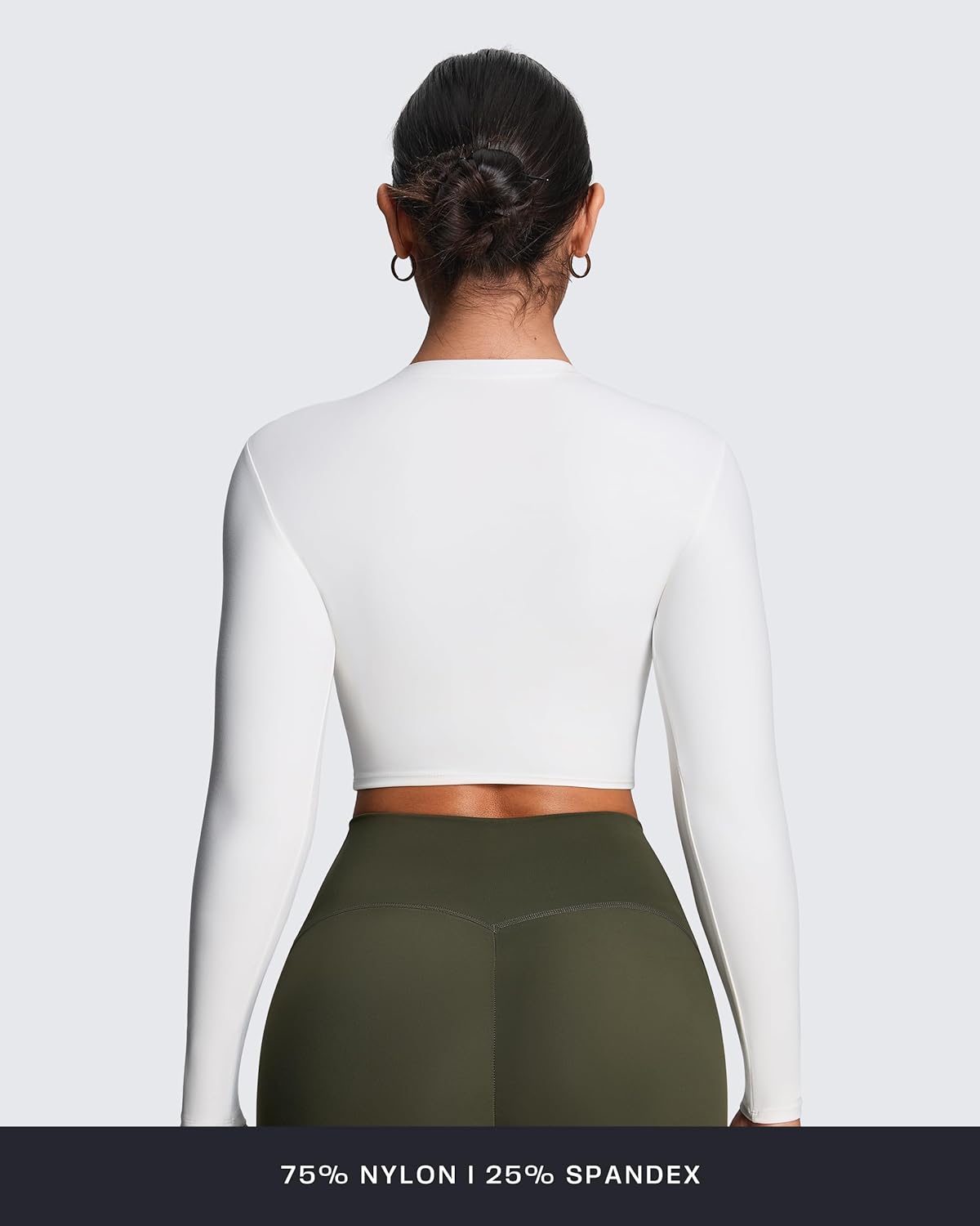 Aoxjox Long Sleeve Crop Tops for Women Classic Longline Workout Fitness Cropped T Shirt Top - Image 5