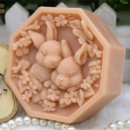 Miniatura 4 de Moldes de jabón de silicona con flores de conejo, fondant, chocolate, caramelo, pastel, decoración, herramientas para hornear, molde de vela, molde