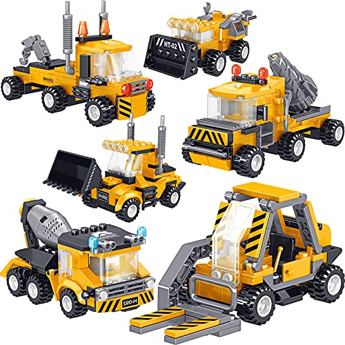 Gxi Konstruktionsspielzeug für Kinder, 6-in-1 DIY Engineering Trucks 718 Teile STEM Roboter Bausteine Spielzeug ab 6 7 8…
