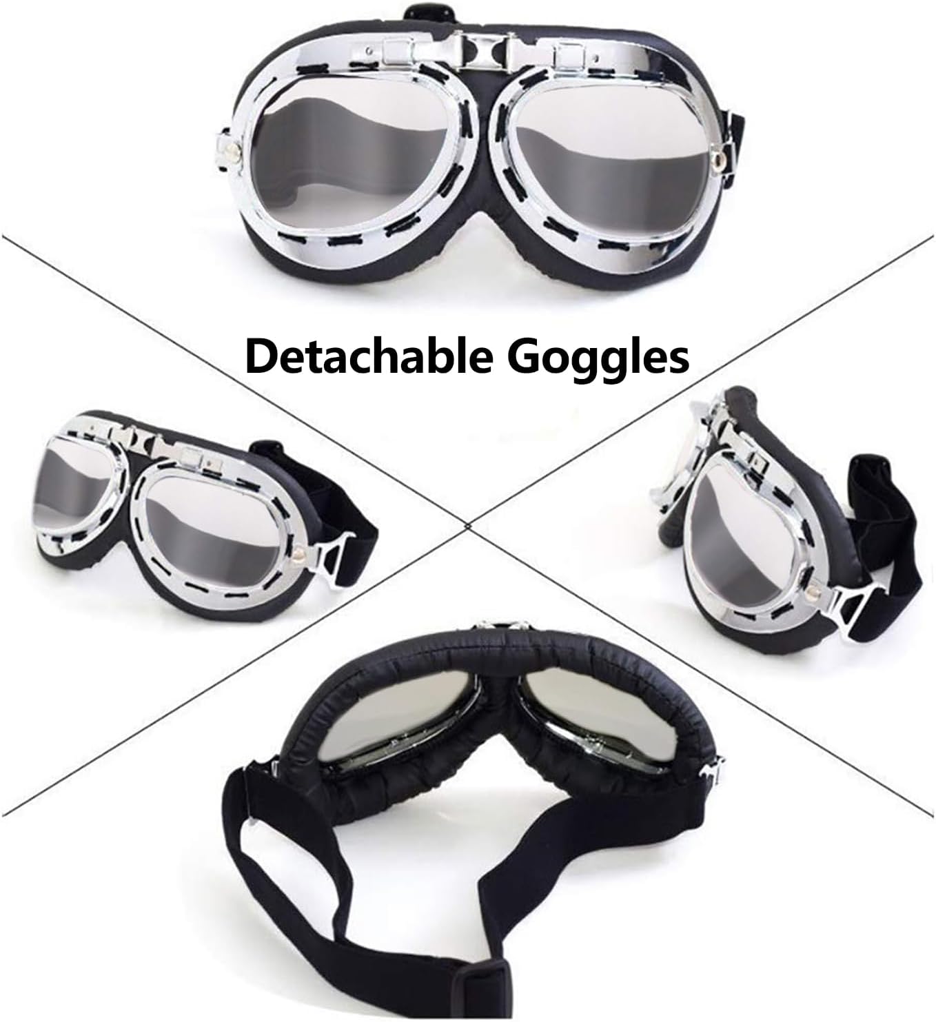 Peicees Trapper Hat with Goggles Winter Fur Ear Flap Hat Vintage Helmet Goggles Ushanka Aviator Pilot Costume Adult Men Women - Image 2