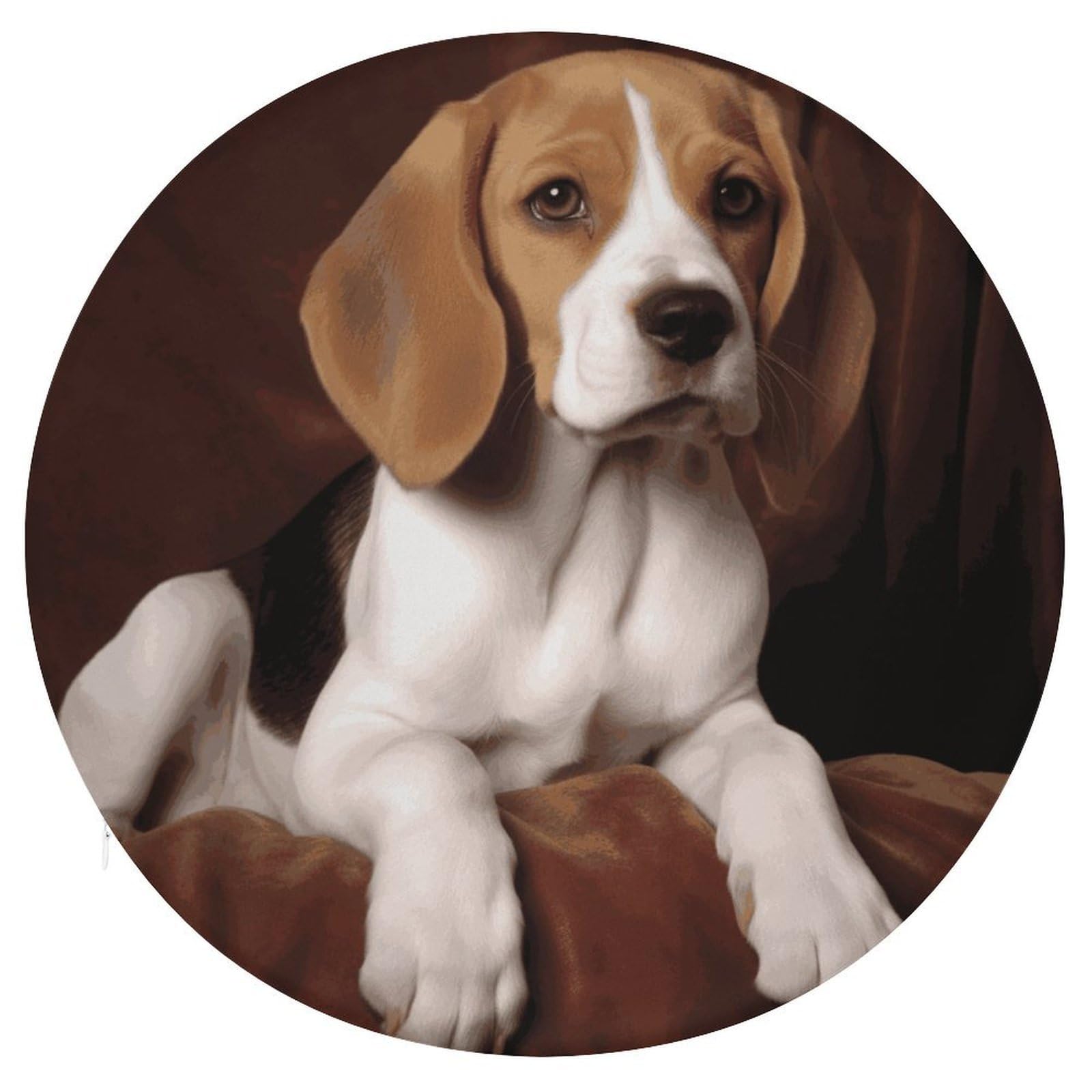 JTREHY Ovely Pet Dog Beagle Cushion Soft Breathable Round Cushions Multi-Functional with Zipper Floor Pillows Cushion for Various Indoor Occasions Chair Pad