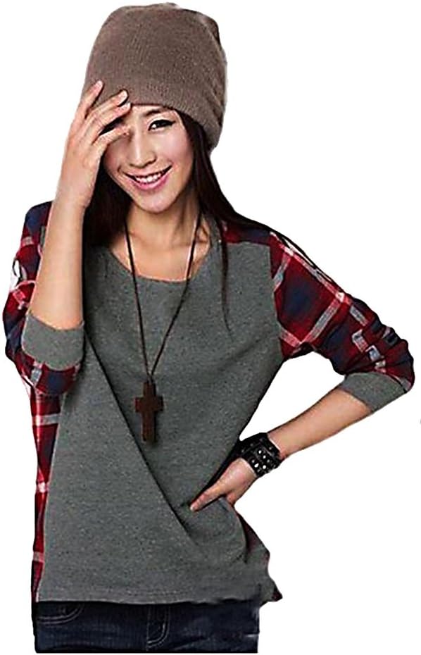 WmN FSHN Women's Modern Fasion Plaid Sweatshirt W104, Small
